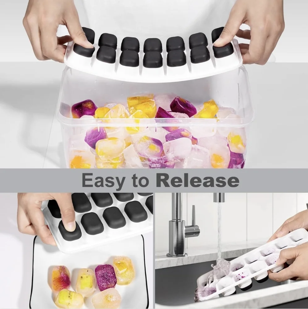 Easy Release Reusable Ice Cube Trays Set of 5